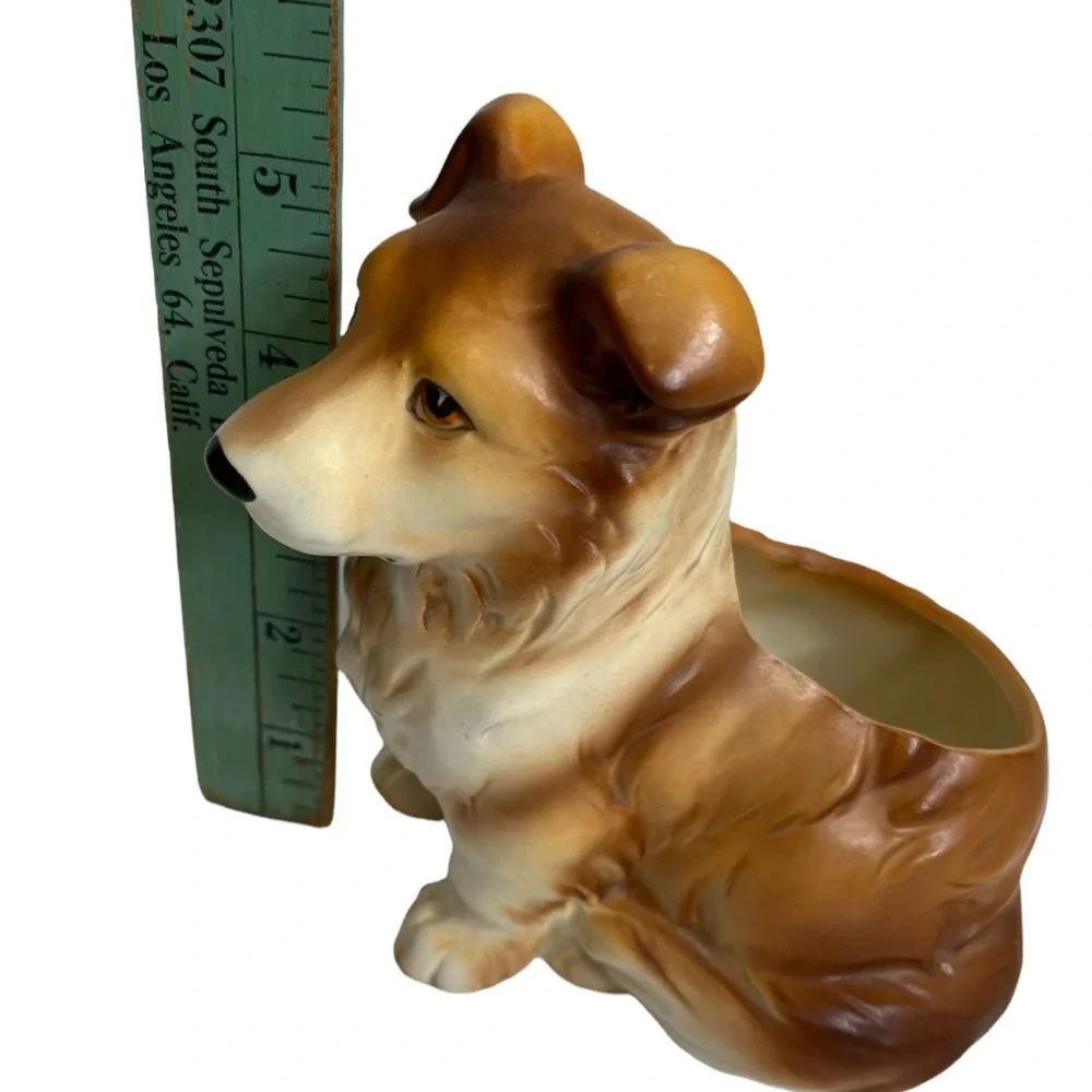 Vintage Collie Sheltie Ceramic Planter Dog Napcoware - Picture 3 of 7